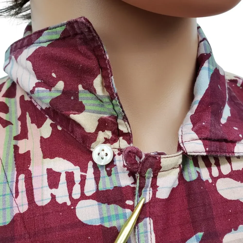 J. Crew Indian Madras Camp Collar Shirt  Short sleeves Men M Palm Print Amara